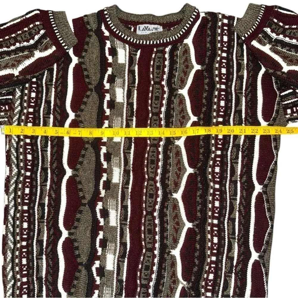 Vintage Lavane New York Textured 3D Sweater Colorful Men large Cosby 80s Biggie